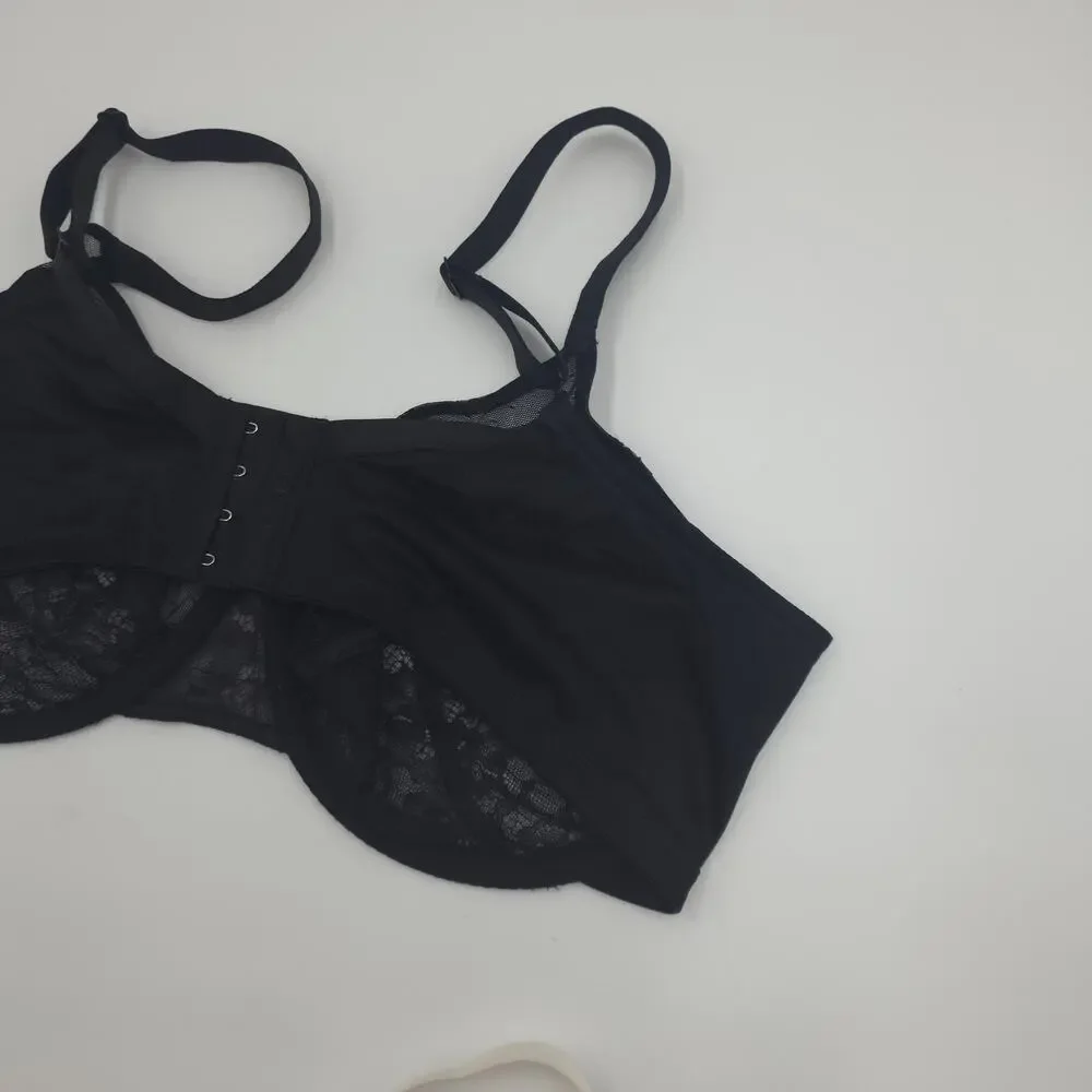 HSIA Bundle of Two Enchante Unlined Lace Underwire Bra Black Cream Size 40DD - Picture 4 of 10